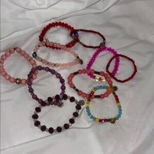 Erimish Red and Pink Beaded Bracelet Set